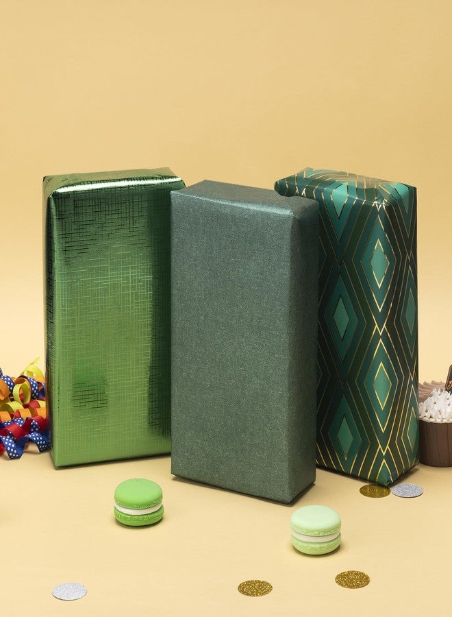 AimtoHome Wrapping Paper Roll Paper Gift Wrap 17 Inch X 120 Inch Per Roll 3 Different Green Design (42.3 sq.ft.ttl) - Image 2